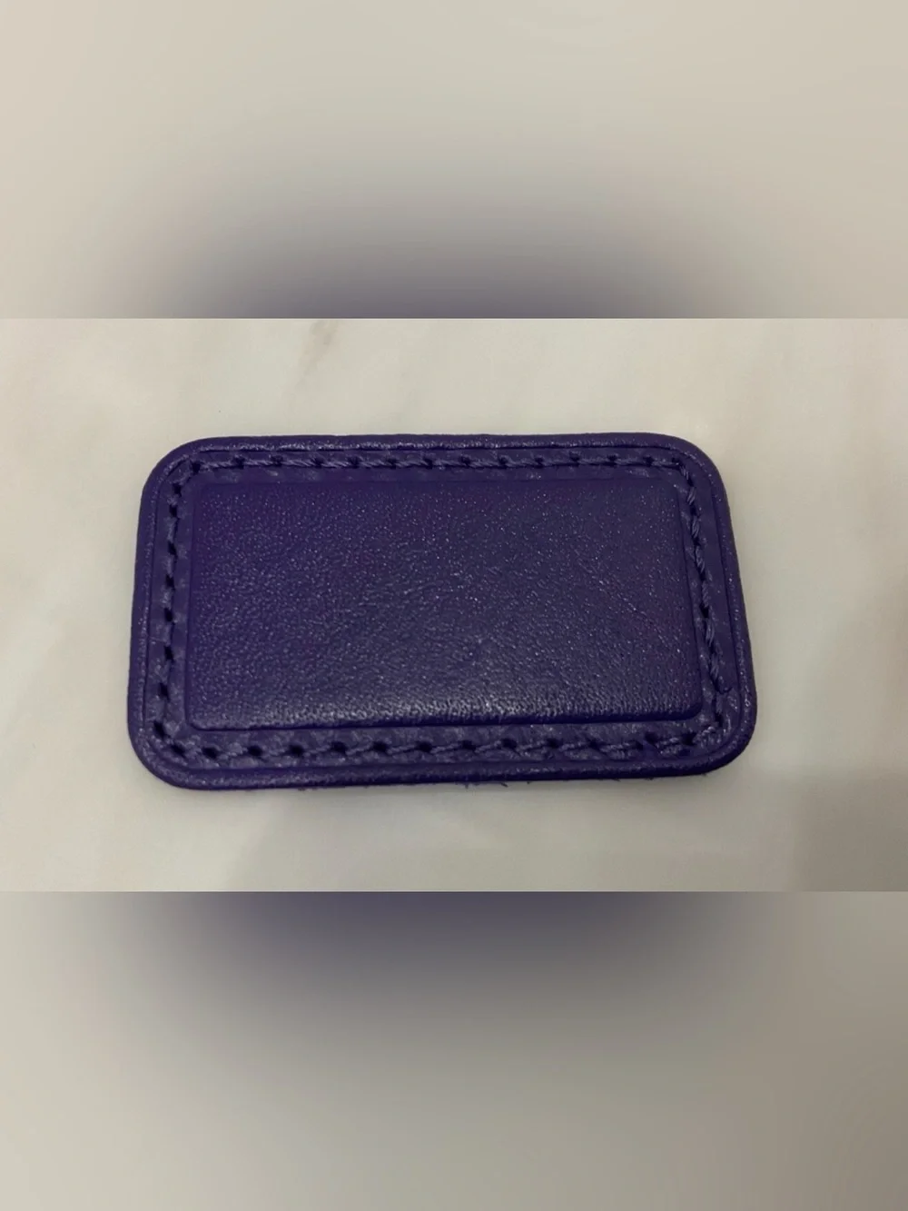 NEW Tumi Small 2” x 1-3/16” Leather Monogram Patch - PURPLE color